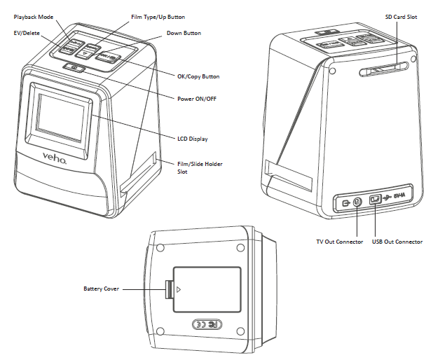 Escaner de Diapositivas y Negativos Portátil Veho Vfs 014 Sf