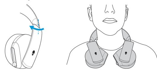 The earcups can be rotated to wear the headset around the neck comfortably, or for easier storage.