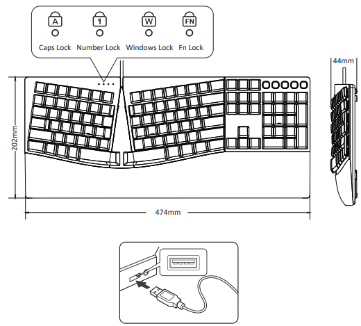 Perixx-PERIBOARD-535-Wired-Full-sized-Mechanical-Ergonomic-Keyboard-User-Guide-Image-2