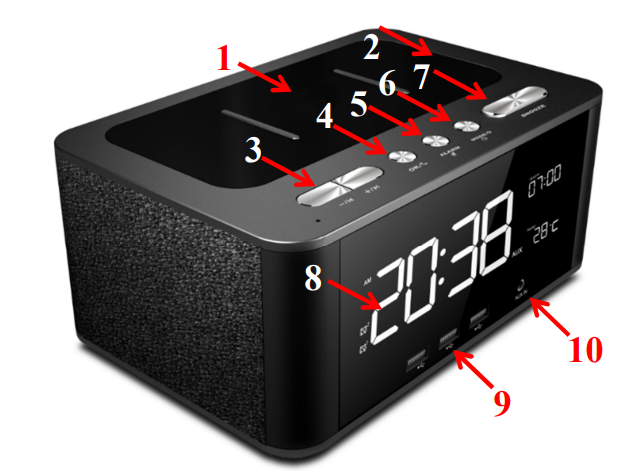 Laser-SPK-QC001-Wireless-Alarm-Clock-User-Guide-Image-1